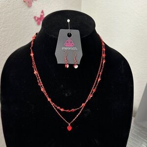 Paparazzi Vibrant Red Necklace and Earring Set